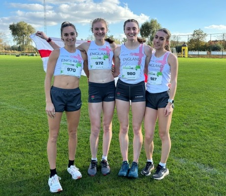 The Senior Ladies Team - Holly Dixon (Cambridge H), Jessica Gibbon (Reading AC), Sophie Tarver (Wirral), Holly Weedall (Vale Royal)